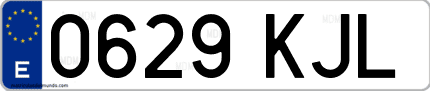 Ejemplo de matrícula de coche ordinaria 0629 KJL