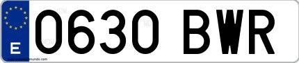 Ejemplo de matrícula española 0630 BWR