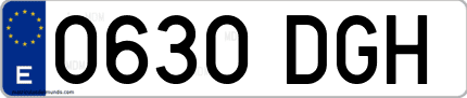 Ejemplo de matrícula de coche ordinaria 0630 DGH