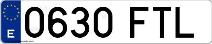 Ejemplo de matrícula española 0630 FTL