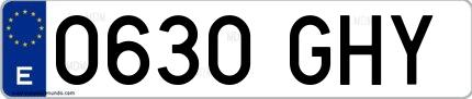 Ejemplo de matrícula española 0630 GHY