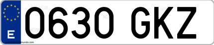 Ejemplo de matrícula de coche ordinaria 0630 GKZ