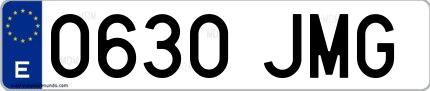 Ejemplo de matrícula española 0630 JMG