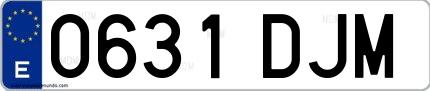 Ejemplo de matrícula española 0631 DJM