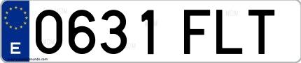 Ejemplo de matrícula española 0631 FLT