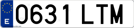 Ejemplo de matrícula de coche ordinaria 0631 LTM
