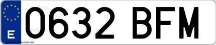 Ejemplo de matrícula española 0632 BFM