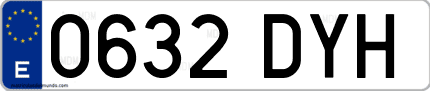 Ejemplo de matrícula de coche ordinaria 0632 DYH