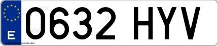 Ejemplo de matrícula española 0632 HYV