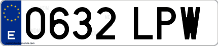 Ejemplo de matrícula de coche ordinaria 0632 LPW