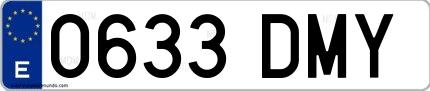 Ejemplo de matrícula española 0633 DMY
