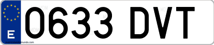 Ejemplo de matrícula de coche ordinaria 0633 DVT