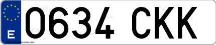 Ejemplo de matrícula de coche ordinaria 0634 CKK
