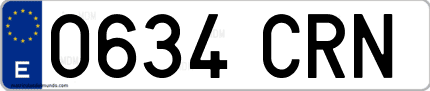 Ejemplo de matrícula de coche ordinaria 0634 CRN