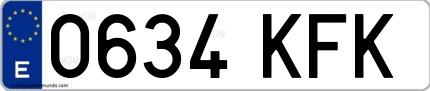 Ejemplo de matrícula española 0634 KFK
