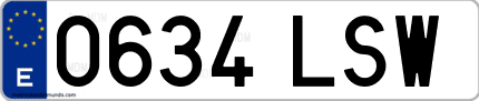 Ejemplo de matrícula de coche ordinaria 0634 LSW