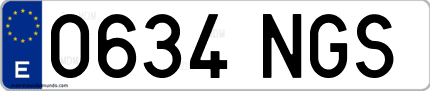 Ejemplo de matrícula de coche ordinaria 0634 NGS