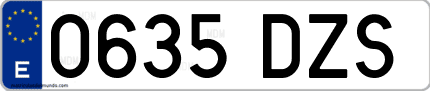 Ejemplo de matrícula de coche ordinaria 0635 DZS