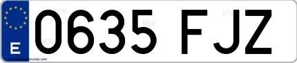 Ejemplo de matrícula de coche ordinaria 0635 FJZ
