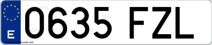 Ejemplo de matrícula española 0635 FZL