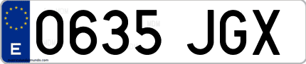 Ejemplo de matrícula de coche ordinaria 0635 JGX