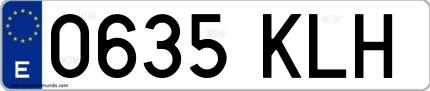 Ejemplo de matrícula española 0635 KLH