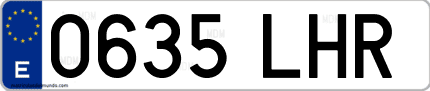 Ejemplo de matrícula de coche ordinaria 0635 LHR