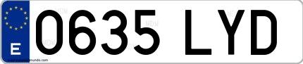Ejemplo de matrícula española 0635 LYD