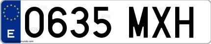 Ejemplo de matrícula española 0635 MXH