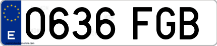 Ejemplo de matrícula de coche ordinaria 0636 FGB