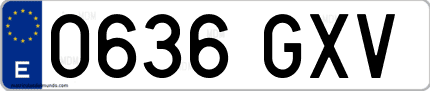 Ejemplo de matrícula de coche ordinaria 0636 GXV