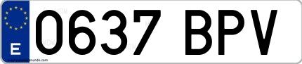 Ejemplo de matrícula española 0637 BPV