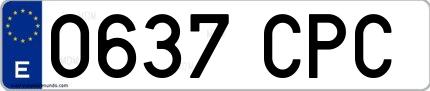 Ejemplo de matrícula española 0637 CPC