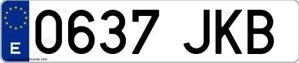 Ejemplo de matrícula española 0637 JKB