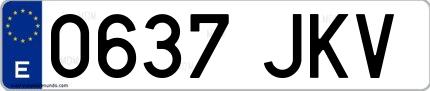 Ejemplo de matrícula española 0637 JKV