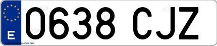 Ejemplo de matrícula española 0638 CJZ