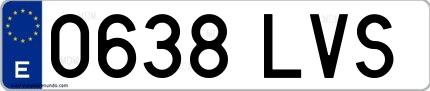 Ejemplo de matrícula española 0638 LVS