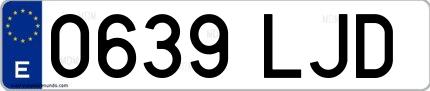 Ejemplo de matrícula española 0639 LJD