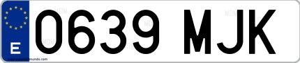 Ejemplo de matrícula española 0639 MJK