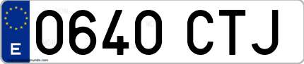 Ejemplo de matrícula de coche ordinaria 0640 CTJ