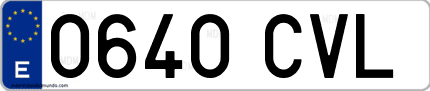 Ejemplo de matrícula de coche ordinaria 0640 CVL