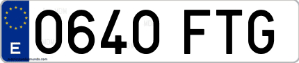 Ejemplo de matrícula de coche ordinaria 0640 FTG