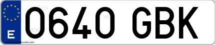 Ejemplo de matrícula española 0640 GBK