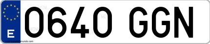 Ejemplo de matrícula española 0640 GGN