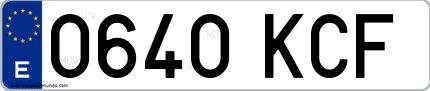 Ejemplo de matrícula española 0640 KCF