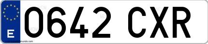 Ejemplo de matrícula de coche ordinaria 0642 CXR