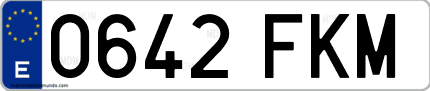 Ejemplo de matrícula de coche ordinaria 0642 FKM