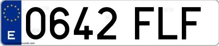 Ejemplo de matrícula española 0642 FLF