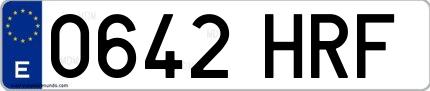 Ejemplo de matrícula de coche ordinaria 0642 HRF