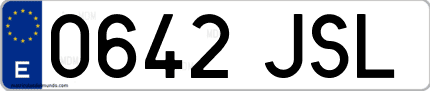 Ejemplo de matrícula de coche ordinaria 0642 JSL